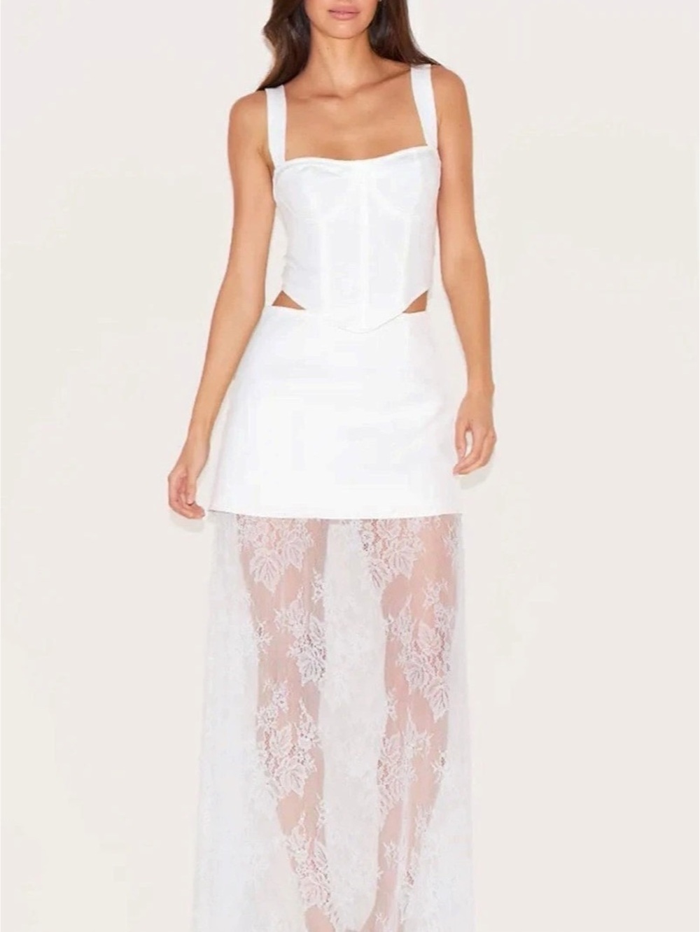 PLT White Lace Overlay Skirt